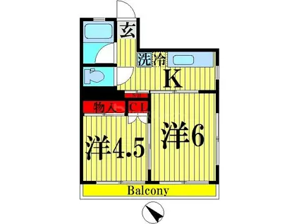 JUNコーポ(2K/3階)の間取り写真