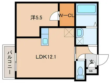 ジーメゾン今伊勢(1LDK/1階)の間取り写真