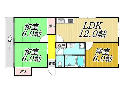 メゾン秋永(3LDK/4階)の間取り写真