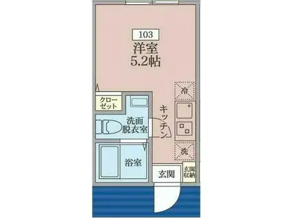 クレオパトラ西生田(ワンルーム/1階)の間取り写真