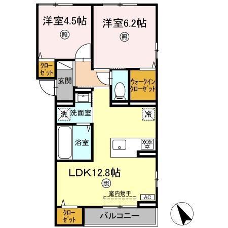 COATS山本(2LDK/3階)の間取り写真