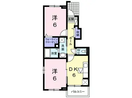 アメニティーハイツ川島IIIA(2DK/1階)の間取り写真