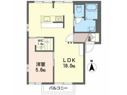 グリーンヒルズ鶴ヶ丘A(1LDK/1階)の間取り写真