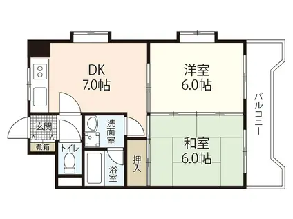 ジョイパレス南観音(2DK/3階)の間取り写真