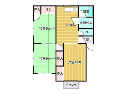 ヴィラ・ランコントレA棟(3DK/1階)の間取り写真