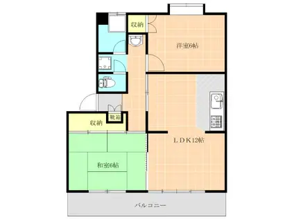 ハイムコスモスI(2LDK/2階)の間取り写真