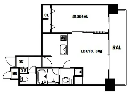 アプリーレ神戸元町(1LDK/14階)の間取り写真