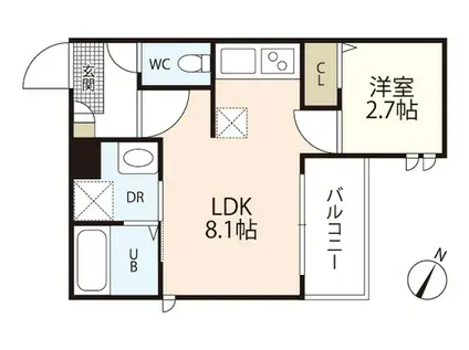 REGALEST-SMART SALVIA(1LDK/1階)の間取り写真