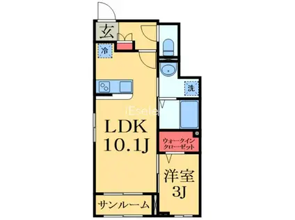 サニーハウスII(1LDK/1階)の間取り写真