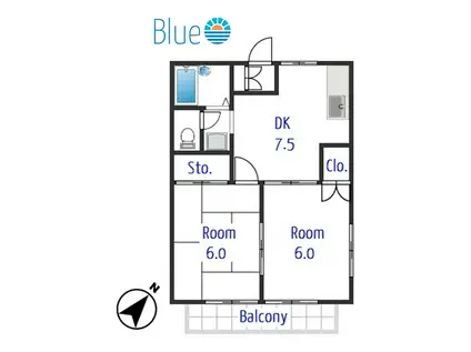 シュトラーセ藤沢A(2DK/2階)の間取り写真