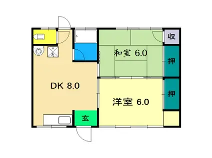 武田マンション(2DK/1階)の間取り写真