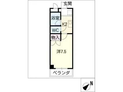 ラポ-ルYAMADA(1K/2階)の間取り写真