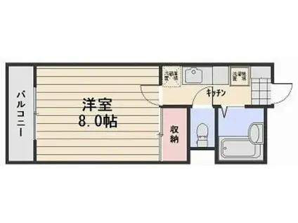 ミラドール今II(1K/1階)の間取り写真