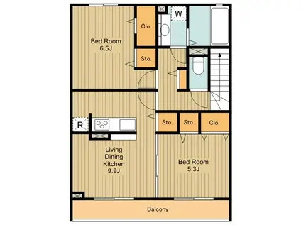 パークシャルマン武蔵野(2LDK/2階)の間取り写真