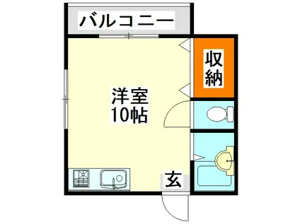 OASIS県立大前II(ワンルーム/2階)の間取り写真