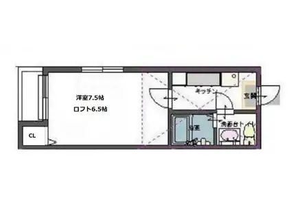 CLAUDIA 愛宕橋(1K/1階)の間取り写真