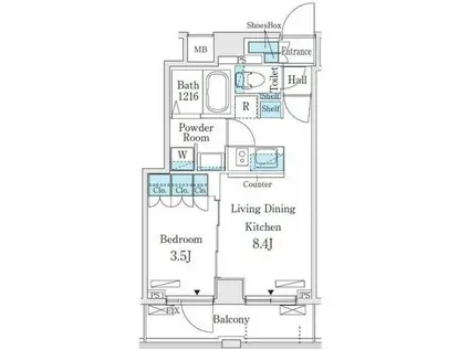 オープンブルーム横浜(1LDK/11階)の間取り写真