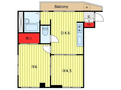 フジパレスI(2DK/3階)の間取り写真