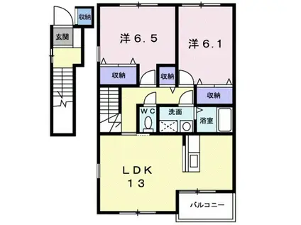 アルティプラーノII(2LDK/2階)の間取り写真