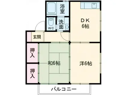 東光ハイツA(2DK/2階)の間取り写真