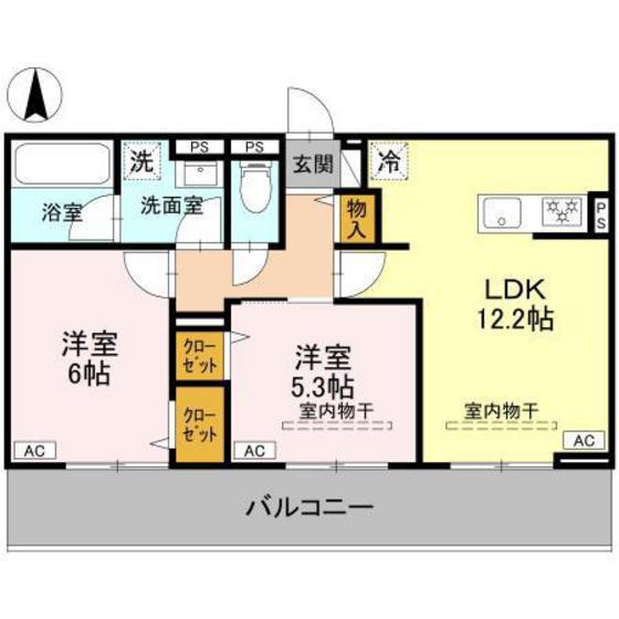 LA MAISON天川原町一丁目 B棟(2LDK/2階)の間取り写真