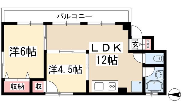 シャンボール長久手(2LDK/3階)の間取り写真