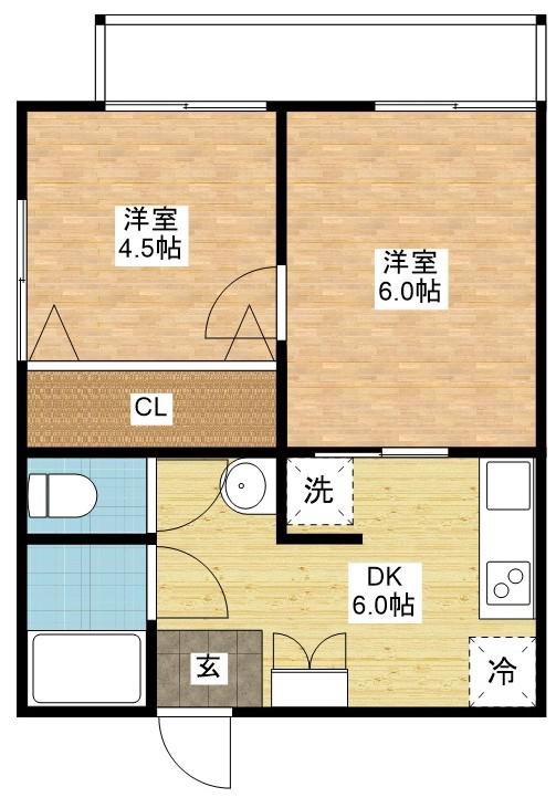 ストリームハマサキ(2DK/1階)の間取り写真