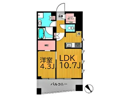 イニシア横浜桜木町(1LDK/6階)の間取り写真