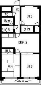 RIVERSIDE N(3DK/1階)の間取り写真