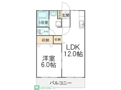 メゾンオーキスB(1LDK/1階)の間取り写真
