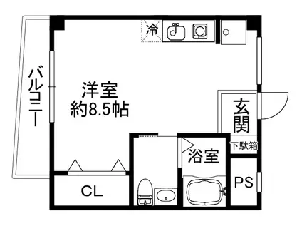 ハイツオークラしのはら(ワンルーム/2階)の間取り写真