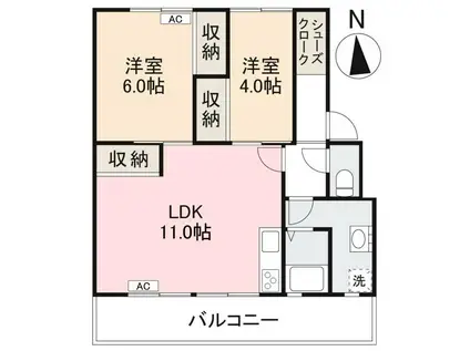 KSB上之町II(2LDK/3階)の間取り写真