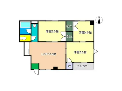 ライブコーポ若草(3LDK/3階)の間取り写真