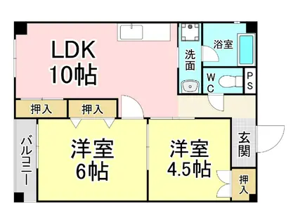 木村ビル(2LDK/2階)の間取り写真