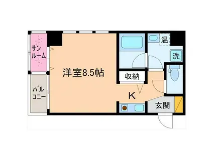 スクエアコート(ワンルーム/5階)の間取り写真