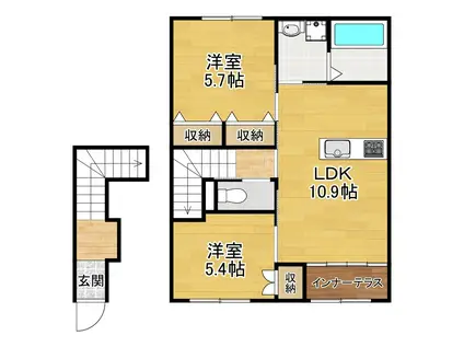ロイヤルサージュ(2LDK/2階)の間取り写真