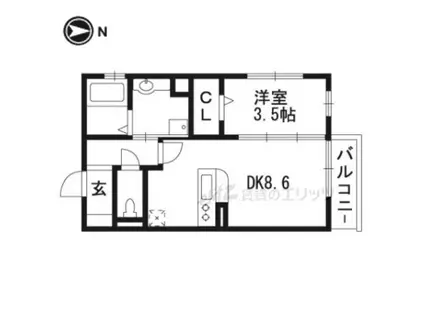 シャルム総持寺(1DK/1階)の間取り写真