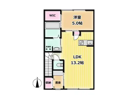 インテグラル櫛川(1LDK/2階)の間取り写真