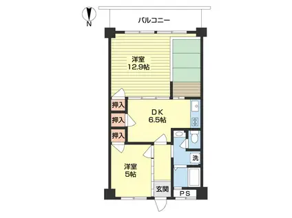 セントラルマンション(2DK/1階)の間取り写真