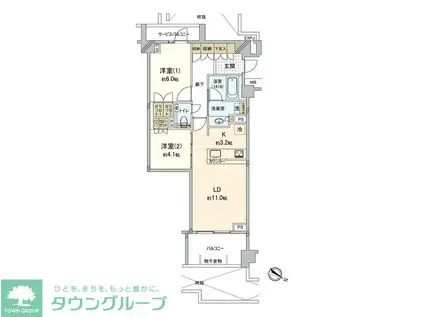世田谷喜多見ザテラス(2LDK/1階)の間取り写真
