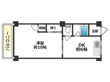 大辰マンション(1DK/5階)の間取り写真