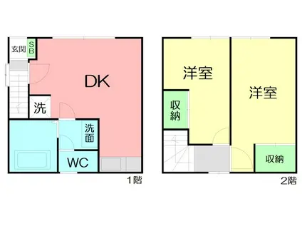 ハイツ市川(2DK/1階)の間取り写真