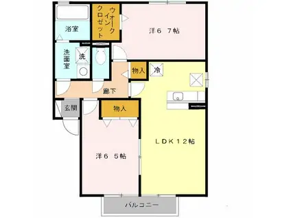 ルミエール南生駒 II(2LDK/2階)の間取り写真