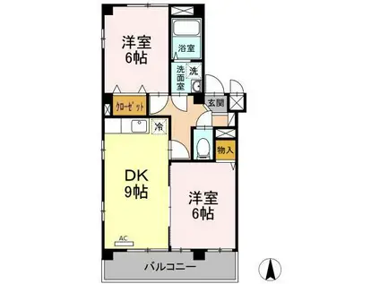 プランドール南(2DK/3階)の間取り写真