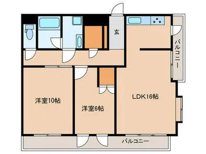 アーバングレイス(2LDK/2階)の間取り写真