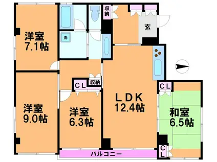 ソネット笹塚(4LDK/3階)の間取り写真