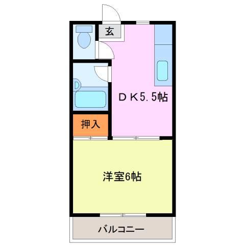エアステ大刀洗(1DK/4階)の間取り写真