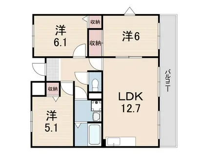 テーミス門ノ前(3LDK/3階)の間取り写真