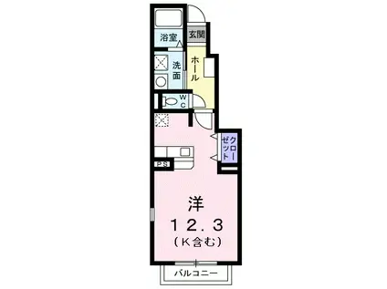 フィオーレA 1RHT(ワンルーム/1階)の間取り写真