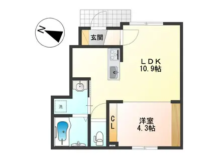 パルモアKIII(1LDK/1階)の間取り写真